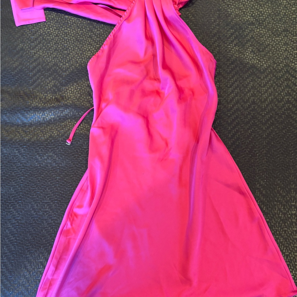 Pink One Shoulder Sheath Cocktail Dress
